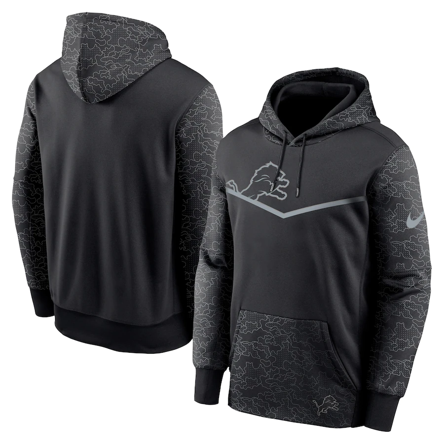 Men's Detroit Lions Black Reflective Therma Hoodie Men's Detroit Lions Black Reflective Therma Hoodie